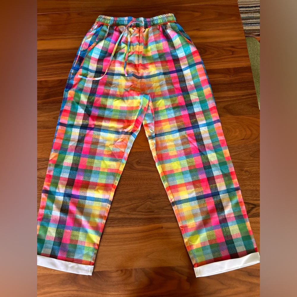 Colorful Plaid Women's Straight Leg Pants